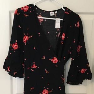 Gorgeous Black Floral Wrap Dress